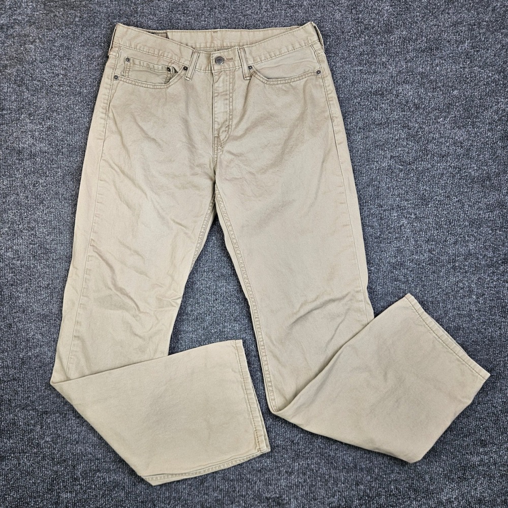 Levis 514 Pants Mens 34x34 Straight Fit Khaki Tan Cotton Twill White Tab Neutral